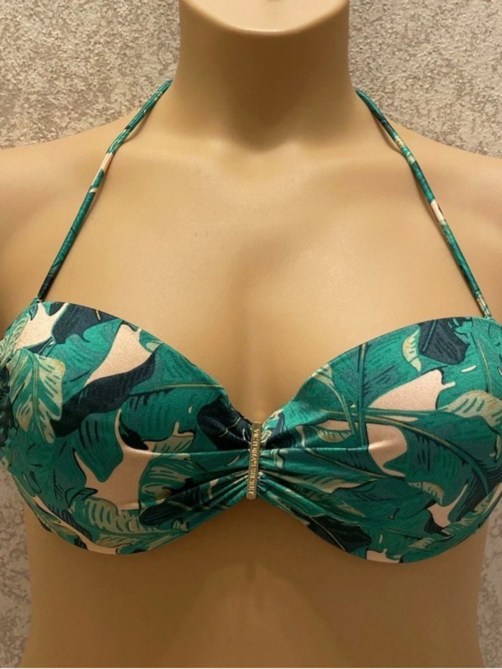 Victoria's Secret Green Tropical Leaf Bikini Top